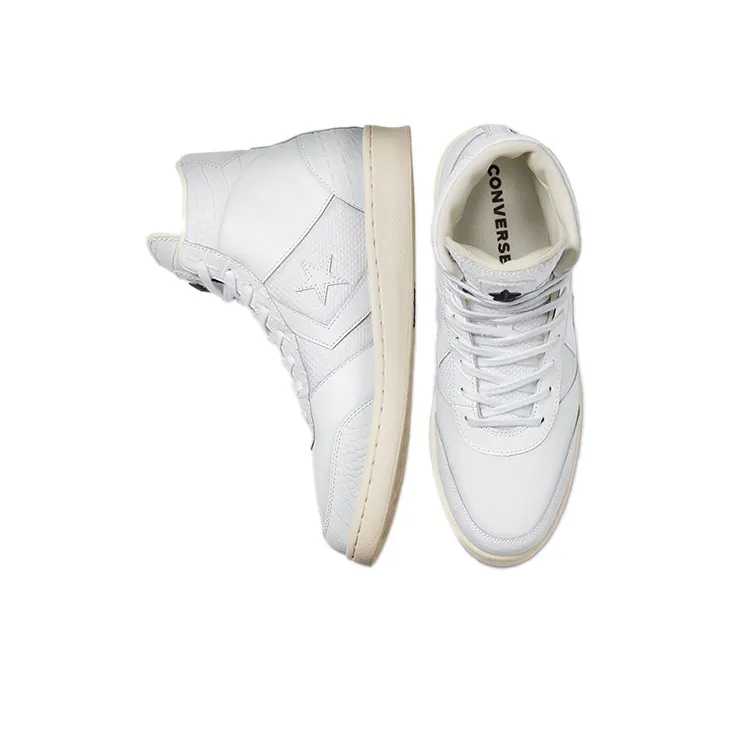Converse Croc Emboss Pro Leather Sport Wear-Resistant High-Top Skateboard Shoes Unisex Pure White-4