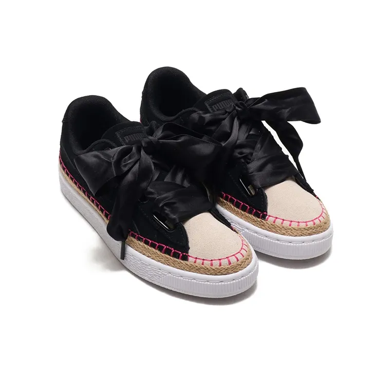 PUMA Suede Heart Sneakerdrille Ribbon Black/Pink Women's-1