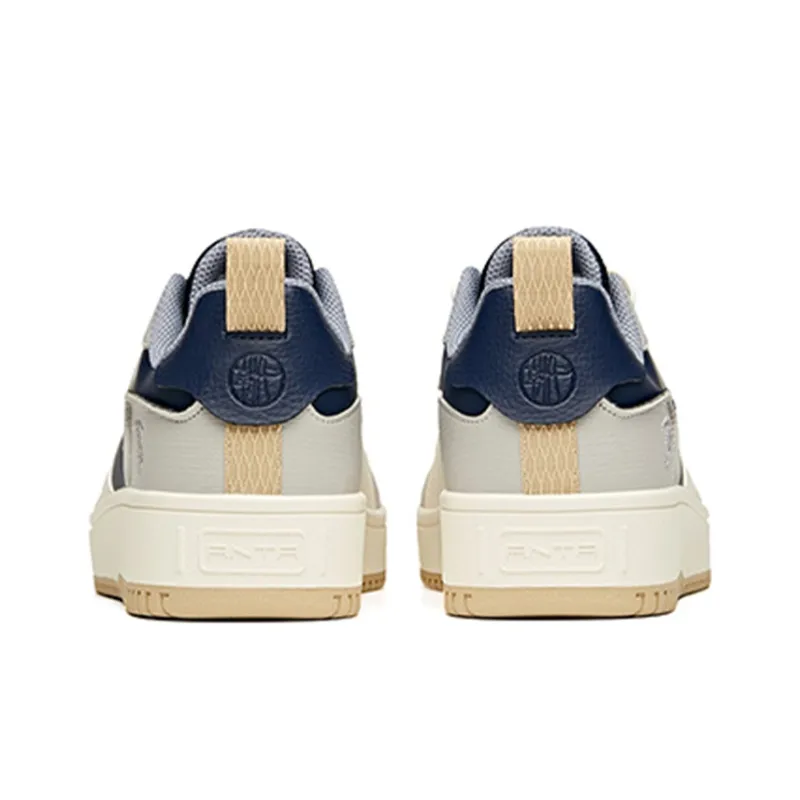 Anta Slip Resistant Shock Absorbers With Abrasion Resistant Properties Low Top Skateboard Shoes Men's Gray White Blue-4