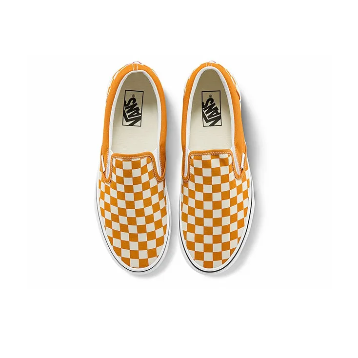 Vans Unisex Checkerboard Classic Slip On Sneakers Yellow/White-2