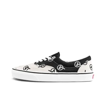 Vans Era Full Print Retro Casual Skate Shoes Unisex Black Beige 'Black White'