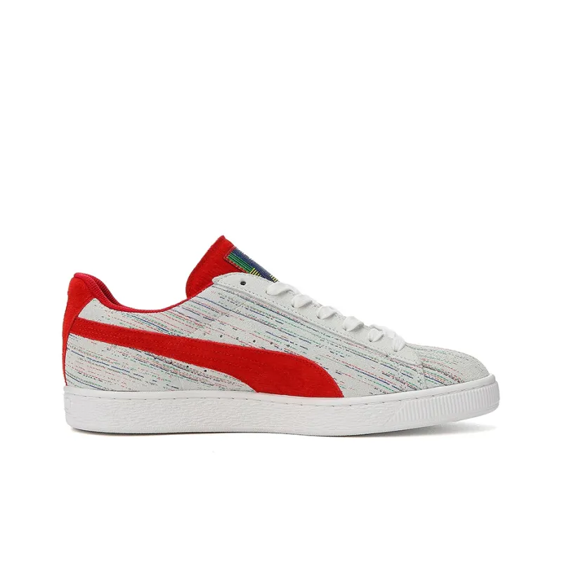 PUMA Suede Slip Resistant Low Top Skateboard Shoes Unisex White Red-1