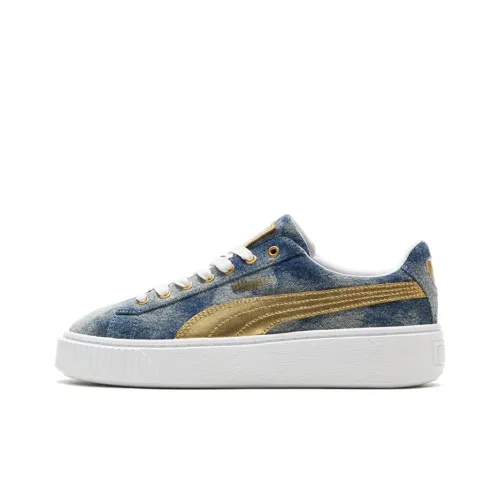 PUMA Platform Skateboard Shoes Women's Low-Top Blue/White