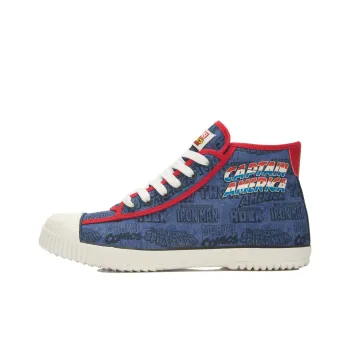LiNing Marvel Collection Captain America High-Top Skateboard Shoes Men's Blue White