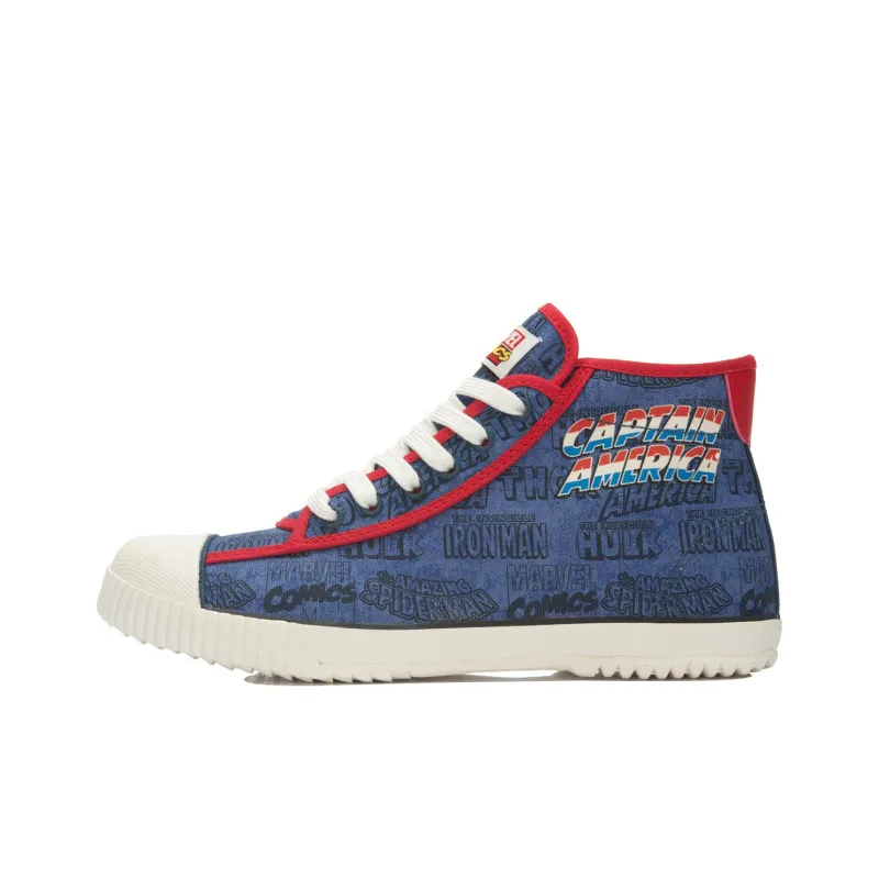 LiNing Marvel Collection, Captain America High Top Skateboard Shoes Men's Blue White-0