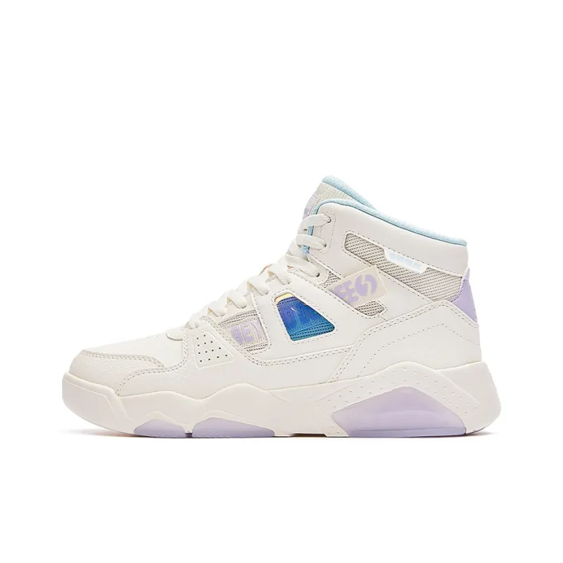 361° Warm Anti Slip And Wear Resistant High Top Skateboard Shoes Women's White Purple-0
