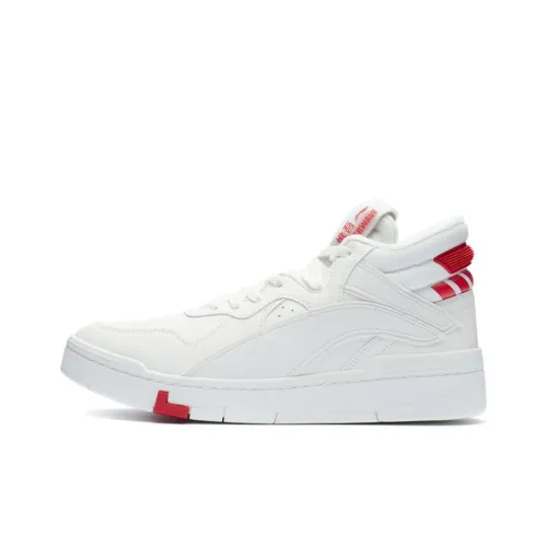 LINING Wave Skateboard Shoes Men Mid-Top Snow White/Vermilion