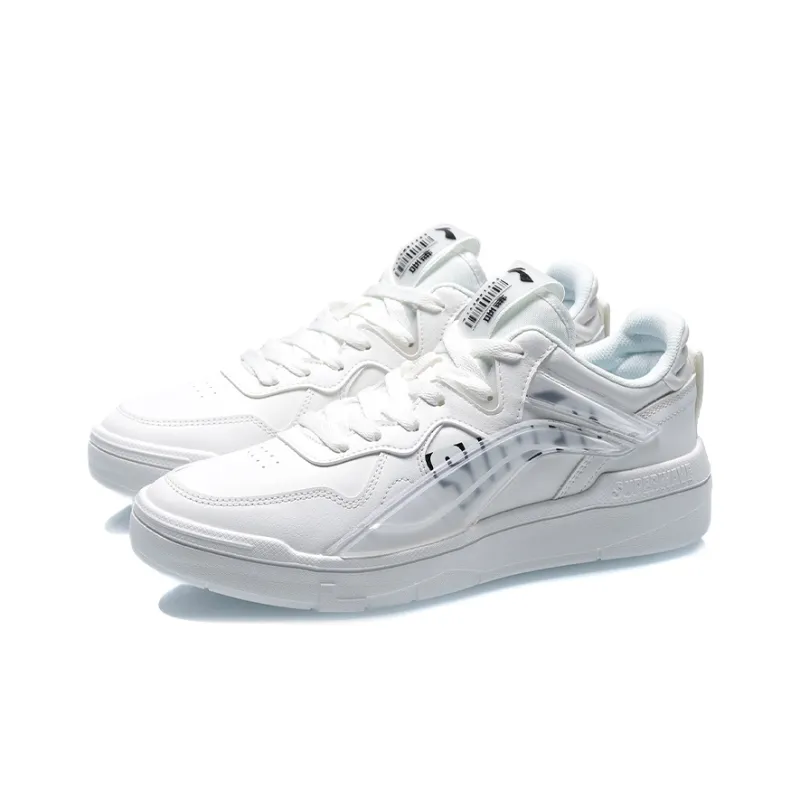 LiNing Wave Slip Resistant Breathable Lightweight Balance Wear Resistant Low Top Skateboard Shoes Men's White Black-2