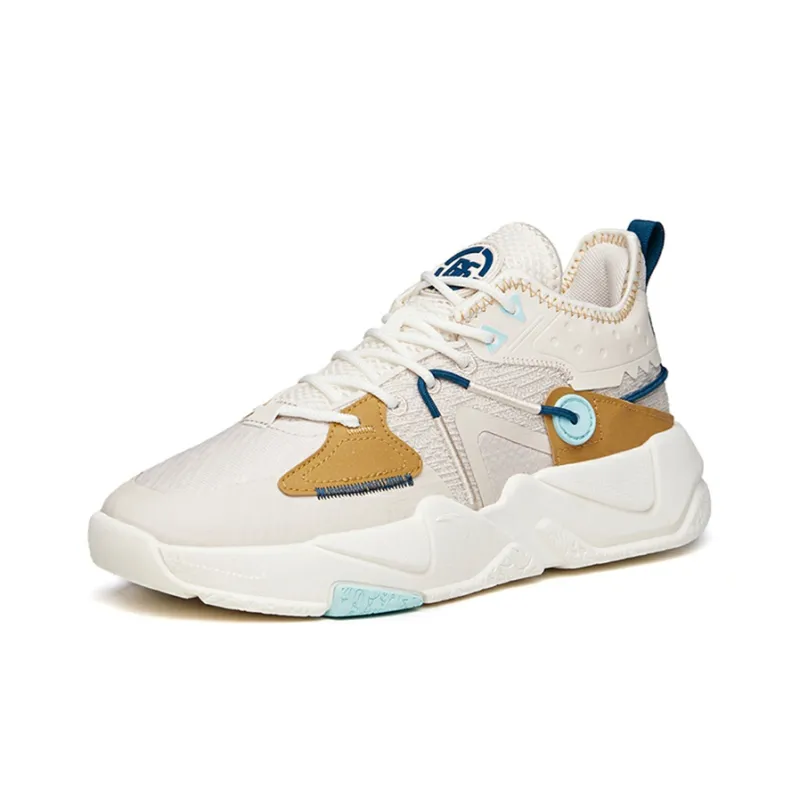 Anta Life Collection Reject Mediocrity Slip Resistant Shock Absorbers Low Top Skateboard Shoes Men's White Brown-1