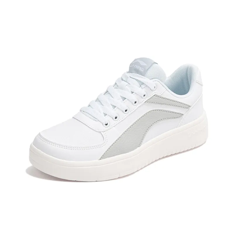 LiNing Anti Slip Wear Resistant Low Top Skateboard Shoes Women's White Gray-2