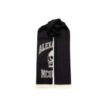 Alexander McQueen Logo Intarsia Knitted Fringed Scarf