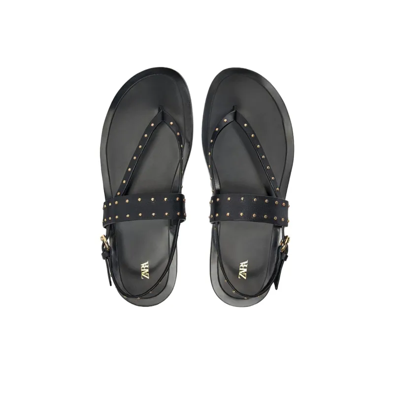ZARA Strap Sandals Women's Black-3