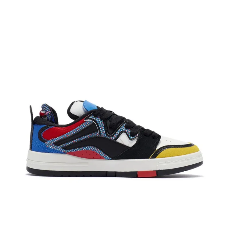 LiNing Wave Pro Anti-Slip And Wear-Resistant Lightweight Low-Top Skateboard Shoes Women's Black Red Yellow-1