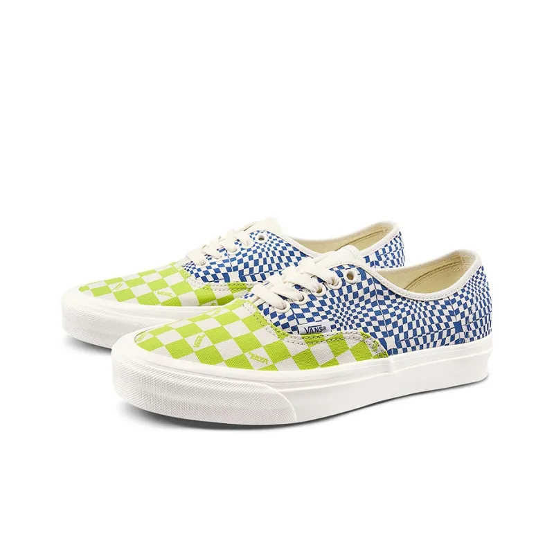 Vans Authentic Logo Check Lime Punch True Blue-1