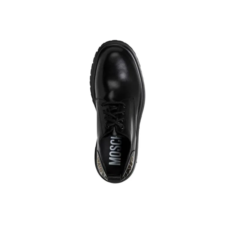 MOSCHINO Logo-print Lace-up Leather Boots-3