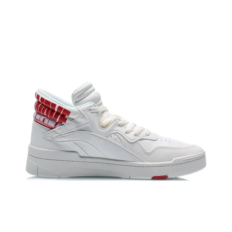 LiNing Wave Superwave Mid Mid Top Skateboard Shoes Men's White Red-1