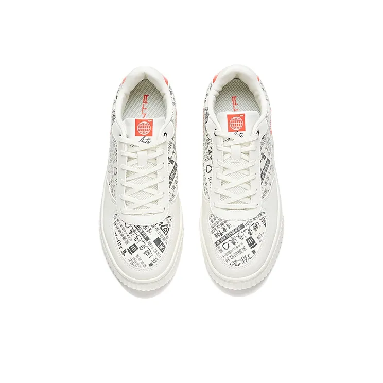 Anta Slip Resistant Cushioning Wear Resistant Lightweight Low Top Skateboard Shoes Women's White Gray-0