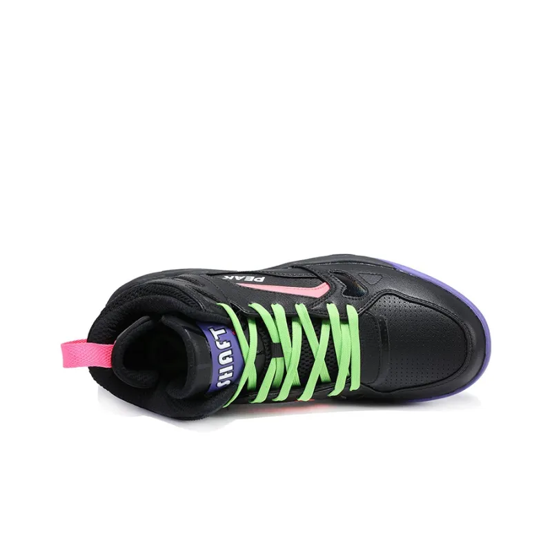 PEAK Durable Breathable Mid Top Skateboard Shoes Men's Black Green-3
