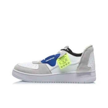 LiNing CF Disarray Slip Resistant Cushioning Low Top Skateboard Shoes White Gray Black