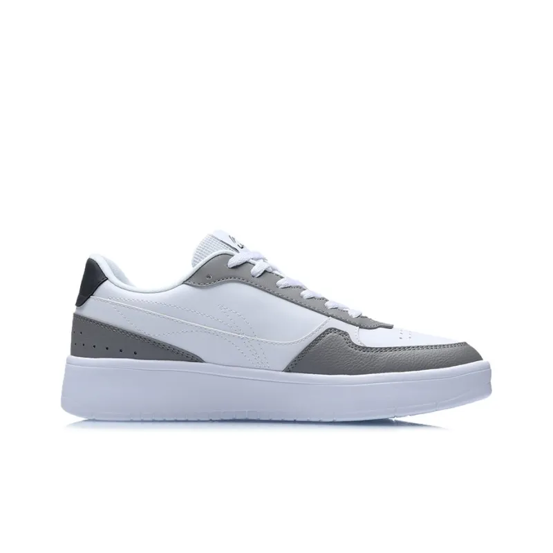 LiNing Duda Anti Slip Wear Resistant Breathable Height Increasing Low Top Skateboard Shoes Men's White Gray-1