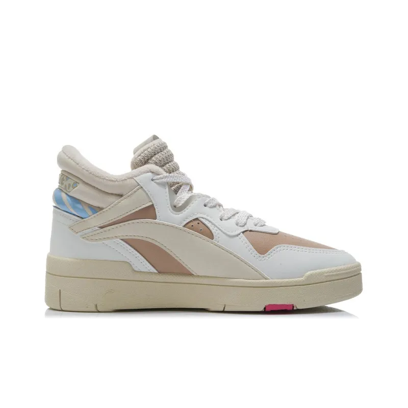 LiNing Wave Suprewave Mid Anti Slip Wear Resistant Mid Top Skateboard Shoes Women's Light Taupe-1