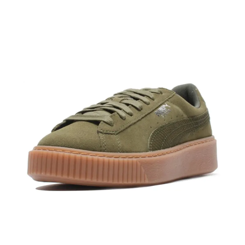 PUMA Suede Platform Olive Green Women's-1