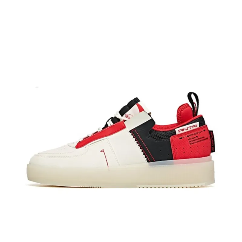 Anta Slip Resistant Cushioning Low Top Skateboard Shoes Men's Red White-0