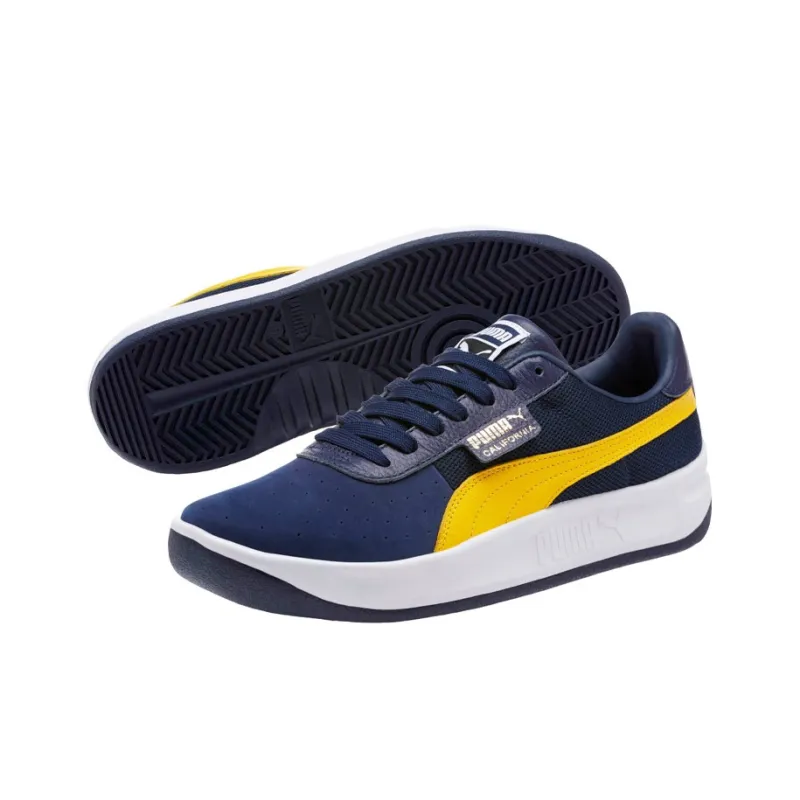 PUMA G.Vilas California Casual Lightweight Wear-Resistant And Slip-Resistant Sports Skateboard Shoes Marine Blue Yellow-4