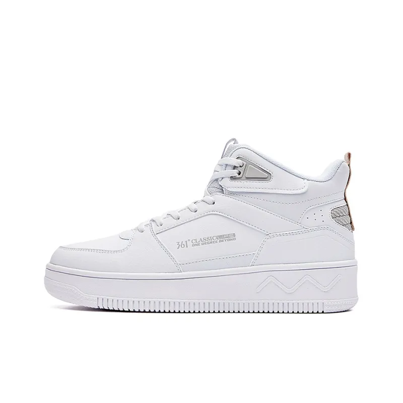 361° Anti Slip Wear Resistant High Top Skateboard Shoes Men's White Gray-0
