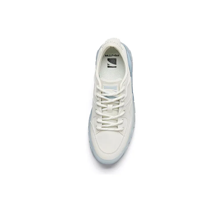 Anta Life Collection Anti Slip Wear Resistant Low Top Skateboard Shoes Women's White Lake Blue-4