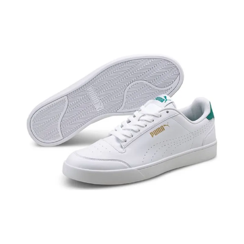 PUMA Shuffle Perf Adp Wear-resistant And Lightweight Low-Top Skateboard Shoes Men's White Green Tail-4