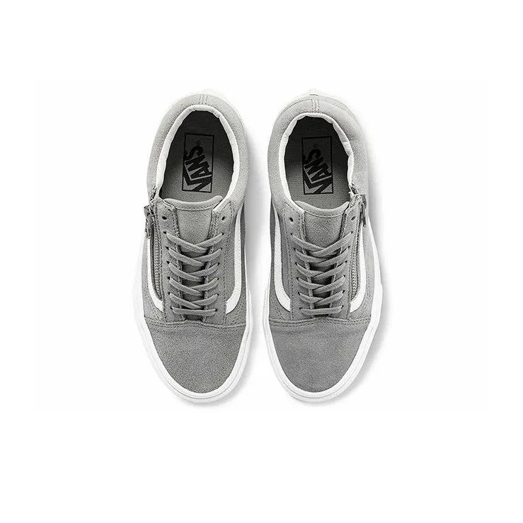 Vans Unisex Old Skool Zip Low Top Sneakers Grey 'Gray White'-2