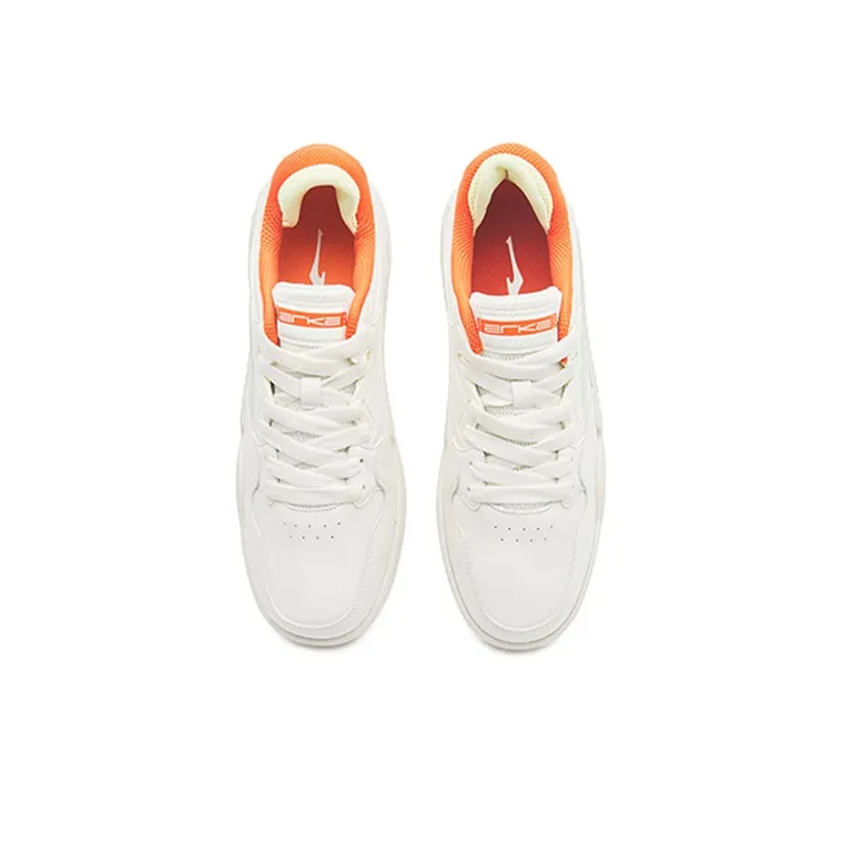Erke War Song Low Top Skateboard Shoes Men's White Orange-2