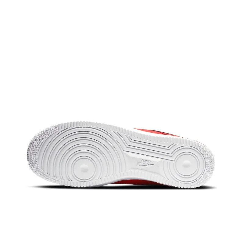 Nike Air Force 1 Low Cut Out Swoosh Red Black-5