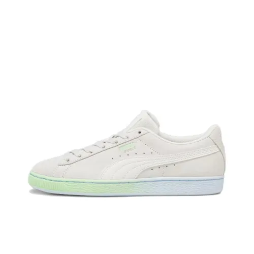 PUMA Suede Slip Resistant, Abrasion Resistant, Breathable Low Top Skateboard Shoes Women's White Green Blue