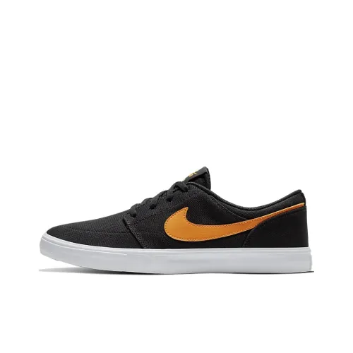 Nike SB Portmore Skateboard Shoes Unisex Low-Top Black/Yellow