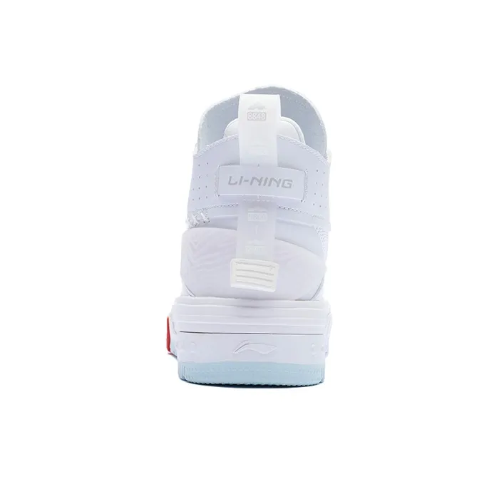 LiNing Anti Slip And Wear Resistant Height Increasing High Top Skateboard Shoes Women's White-3