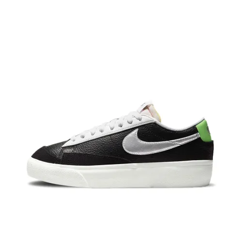 Nike Blazer Low Platform Black Metallic Silver Women's