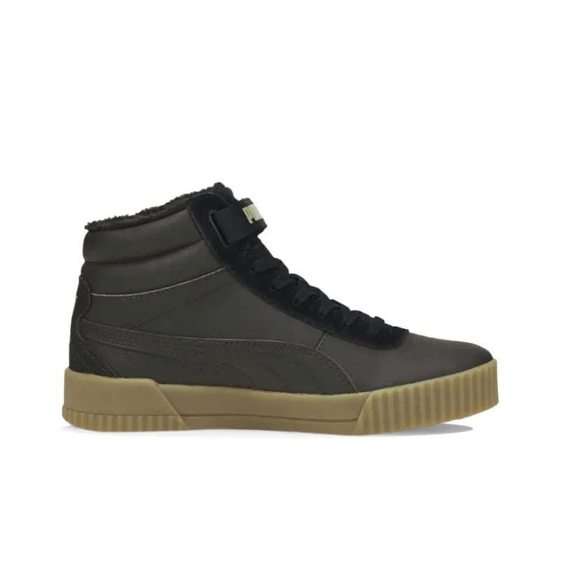 PUMA Carina Mid Winterized Anti-Slip Wear-Resistant Mid-Top Skateboard Shoes Women's Black Brown-1