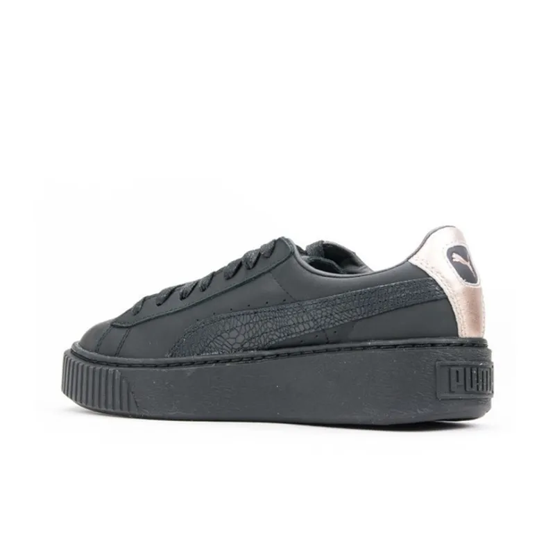 PUMA Basket Platform Euphoria RG Cushioning Balance Lightweight Low-Top Skateboard Shoes Women's Black-3