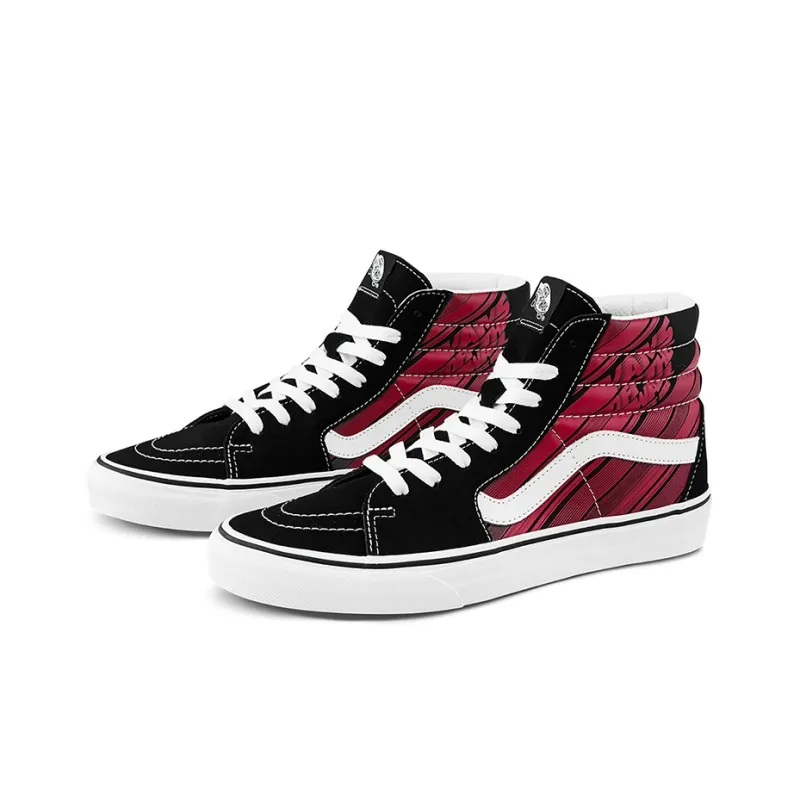 Vans SK8 Hi Retro Casual Skate Shoes Unisex Black Red-2