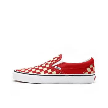 Vans Customs Checkerboard Slip on Red/White