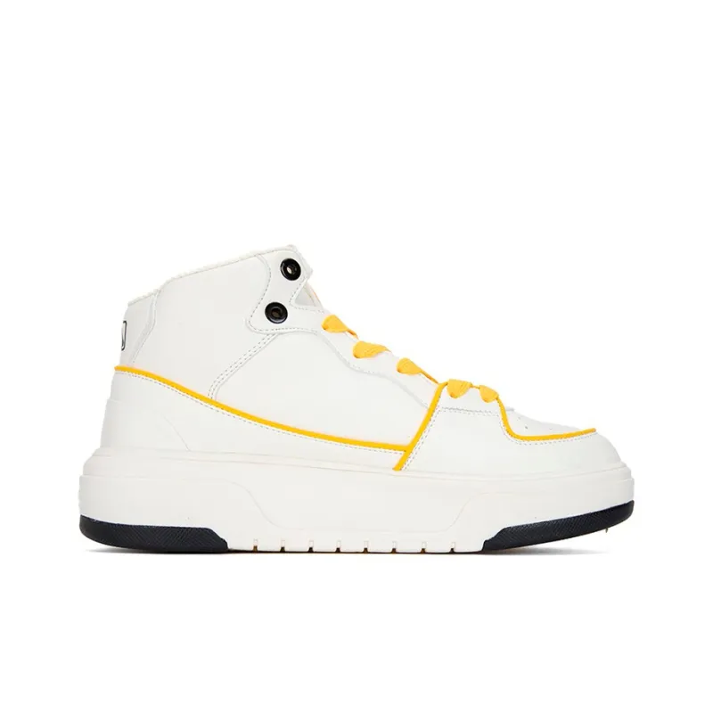 MLB Chunky Liner High Slip Resistant Cushioning Wear Resistant Mid Top Skateboard Shoes Unisex White Yellow-1