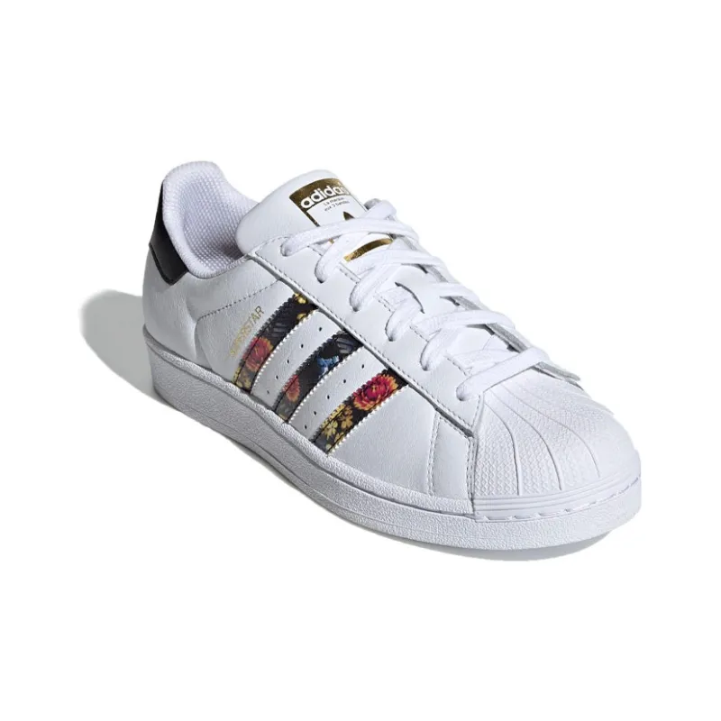 Adidas Superstar White Black Foral Stripes Women's-2