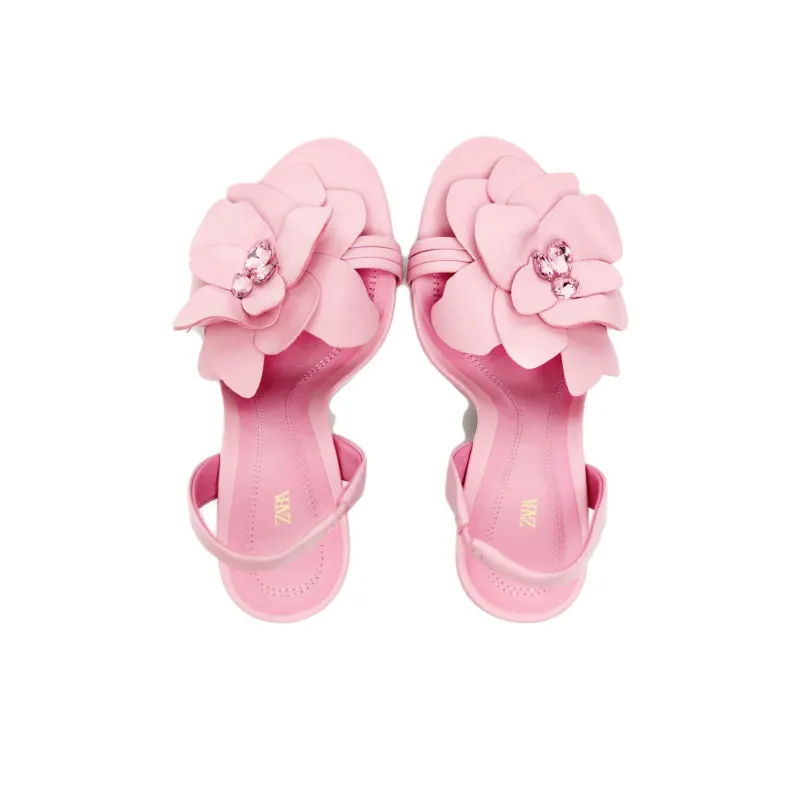 ZARA One-Strap Sandals 10cm Women's Pink-2