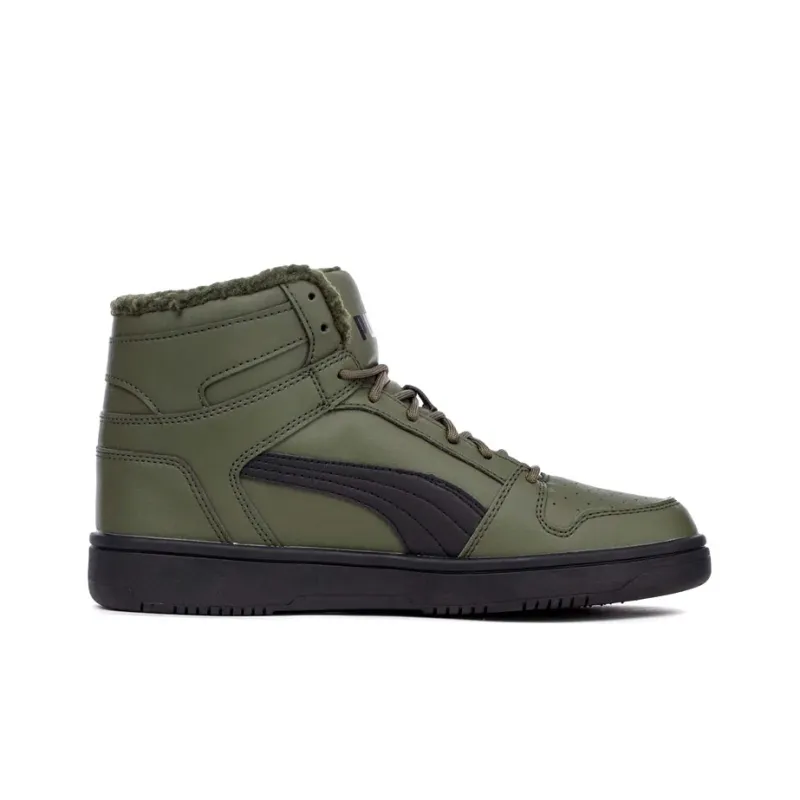 PUMA Rebound Layup SL Fur Anti-Slip Wear-Resistant High-Top Skateboard Shoes Men's Army Green-1