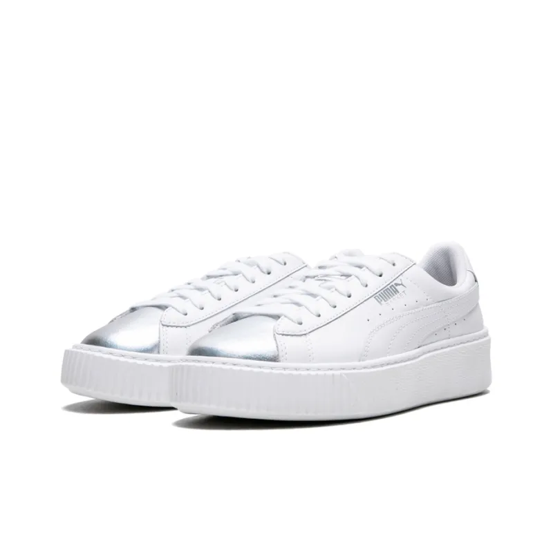 PUMA Suede Platform White/Silver Women's-2
