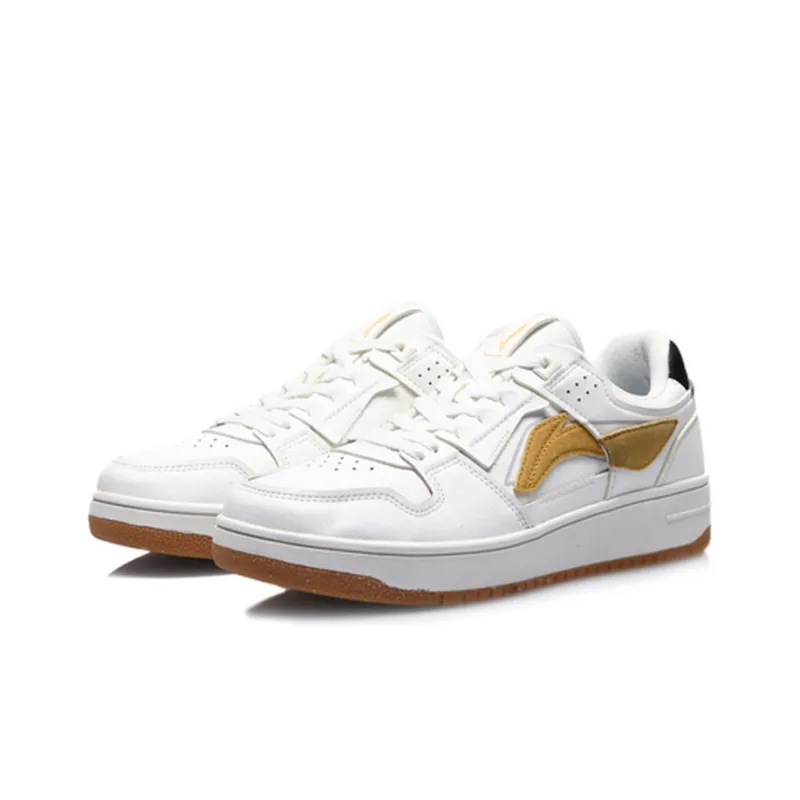 LiNing Tianji Slip Resistant Cushioning Wear Resistant Breathable Low Top Skateboard Shoes Men's White Yellow-2