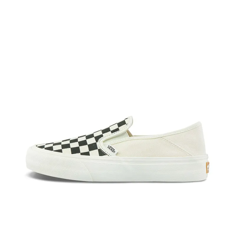 Vans Slip On Grid Breathable Non Slip One Pedal Low Top Canvas Skate Shoes Unisex Black White-0