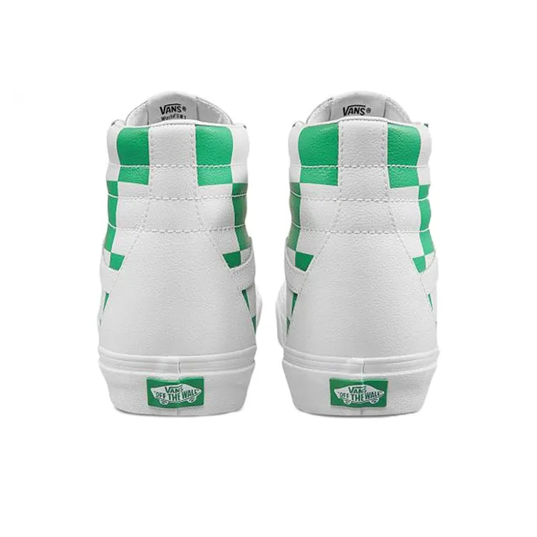 Vans Sk8 Hi 'Leather Check True White Fern Green'-4